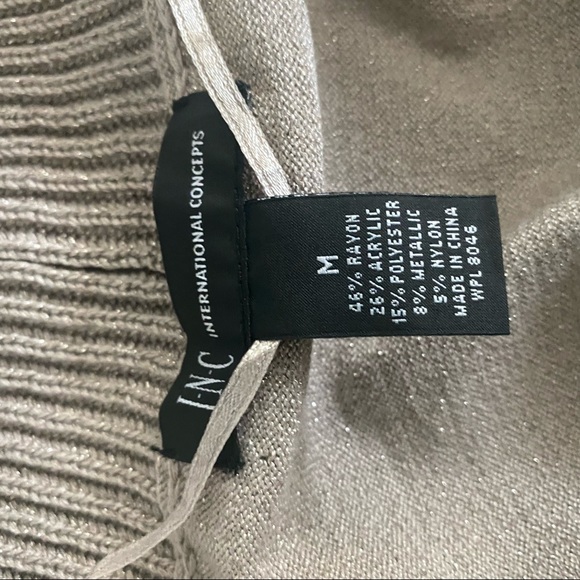INC || taupe metallic shawl cardigan coat - Picture 8 of 9